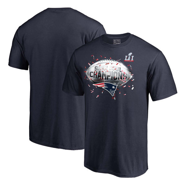 New England Patriots Pro Line by Fanatics Branded Big & Tall Super Bowl LI Champions Confetti T-Shirt - Navy